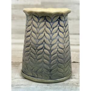 Studio Art Pottery Ruffled Small Vase/Pen Holder. Signed.